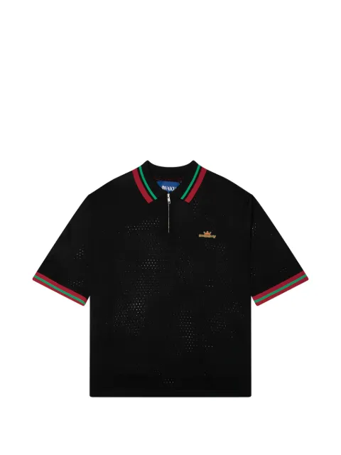 Awake NY mesh zip-fastening polo shirt Black AWKSU26KN001