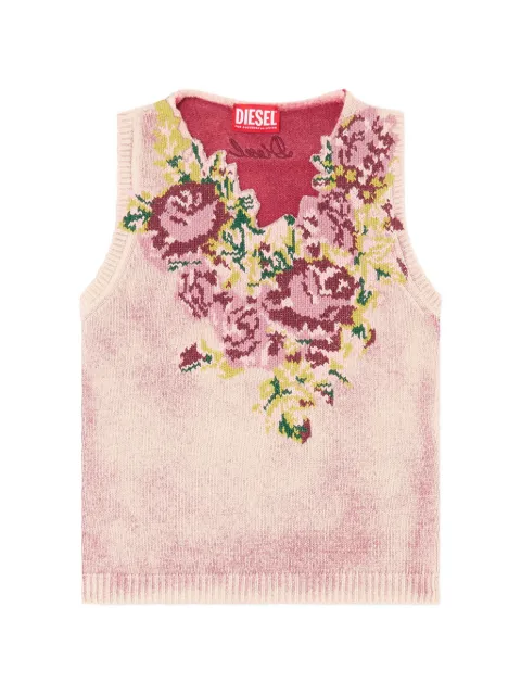 Diesel vest in floral wool-blend knit Pink A254180BFBA