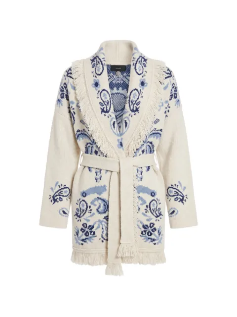 Alanui Island Roots Foulard fringed cardigan Neutrals LWHB064E26KNI0030442