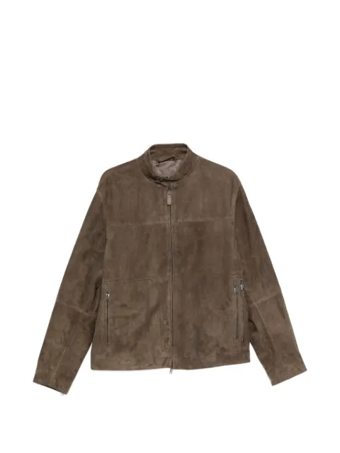 Brioni suede high-neck jacket Brown PLDH0LP0702