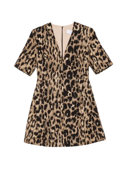 DE SANTIS leopard-print V-neck mini dress Neutrals AB170