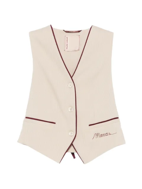 Antonio Marras embroidered-logo pinstriped waistcoat Neutrals MGIL003BG000