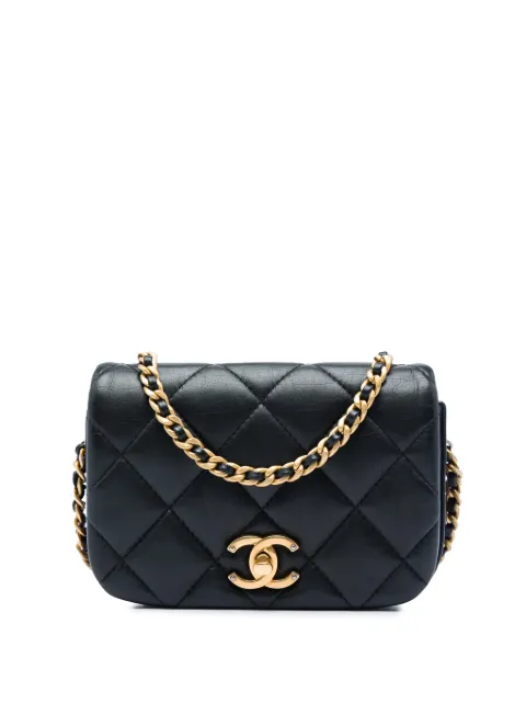 CHANEL Pre-Owned 2020 Mini Quilted Calfskin Nailed CC Flap crossbody bag Black WESFJE721DMT32GR