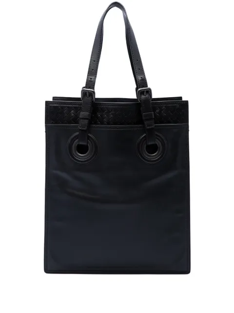 Bottega Veneta Pre-Owned 2012-2026 Intrecciato Trimmed Leather Oculus Tote satchel Black KI9PP9QITETWN4WK