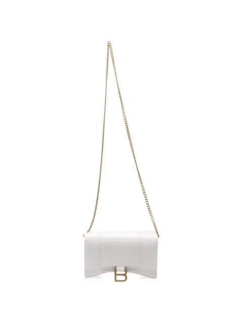 Balenciaga Pre-Owned Hourglass croc-embossed shoulder bag White BADOUSSM784911W