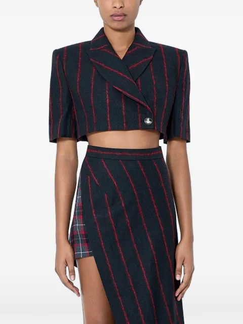 Vivienne Westwood Cut Off pinstripe-pattern cropped blazer Grey 1401008LW01NF