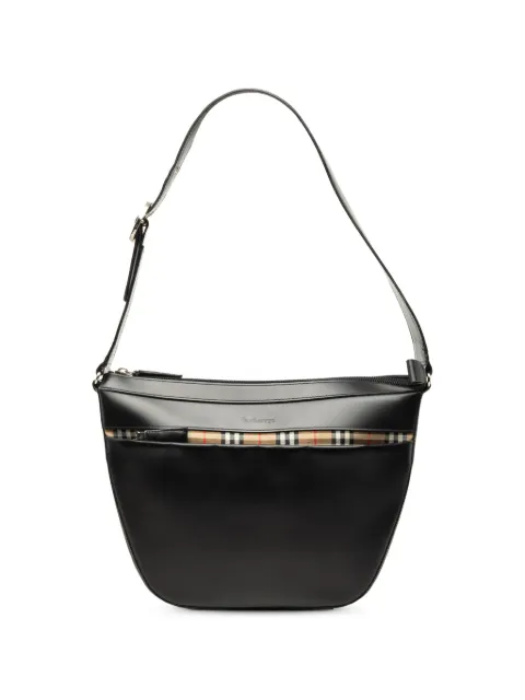 Burberry Pre-Owned 2000-2017 House Check Trimmed Leather shoulder bag Black TR3LRBTRH93CAVBY