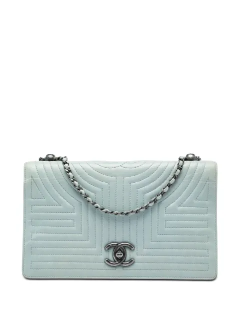 CHANEL Pre-Owned 2015-2016 Medium Quilted Calfskin Korean Garden Flap crossbody bag Blue SZFKLPPCUTE5E6G3