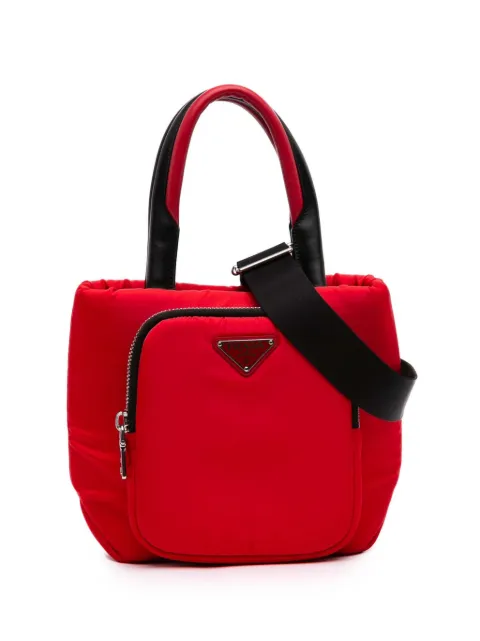 Prada Pre-Owned 2013-2026 Small Tessuto Pocket Cargo Tote satchel Red Z0KDRNB4GC5L61NP