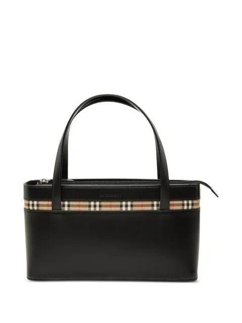 Burberry Pre-Owned 2000-2017 House Check Canvas Trimmed Leather handbag Black MJUMPD92QG1YC952