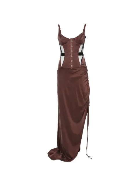 Maria Lucia Hohan Maleena quilted corset maxi dress Brown MALEENA
