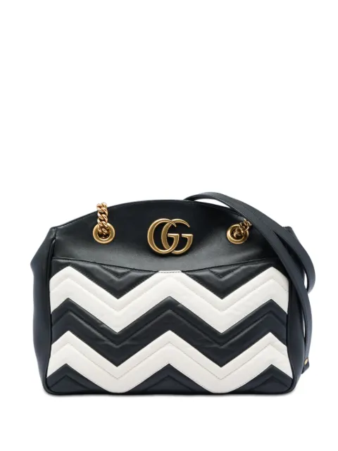 Gucci Pre-Owned 2016-2026 Medium GG Marmont Matelasse Leather Chain shoulder bag Black KY1Z1T6M7UL2V73E