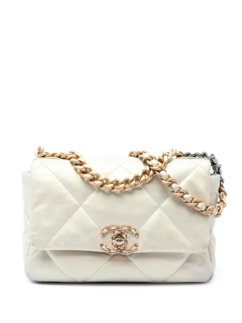CHANEL Pre-Owned 2021 Medium Iridescent Lambskin 19 Flap satchel White O1BCRIYN4OCMBXYR