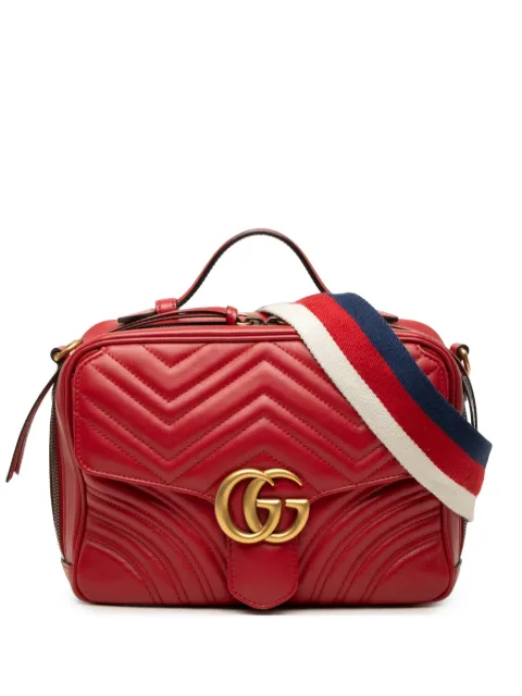 Gucci Pre-Owned 2016-2026 Small GG Marmont Matelasse Leather Top Handle satchel Red HJDR4H9ZGXHDAB5N