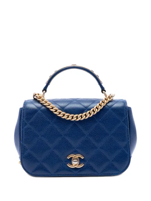 CHANEL Pre-Owned 2017-2018 Mini Quilted Caviar Carry Around Flap satchel Blue 88PDVLMMPFWFJ423