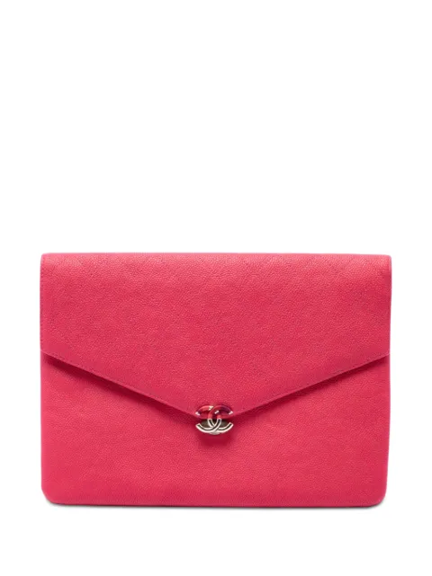 CHANEL Pre-Owned 2018 Paris Cuba Quilted Caviar Thread Around Envelope clutch bag Pink MY41OWOW8IS7BNSZ