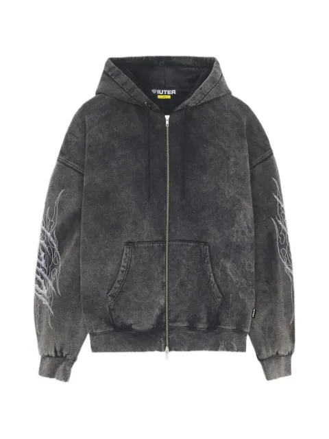 IUTER Tribal marble-effect zip-up hoodie Black 26WISZ40