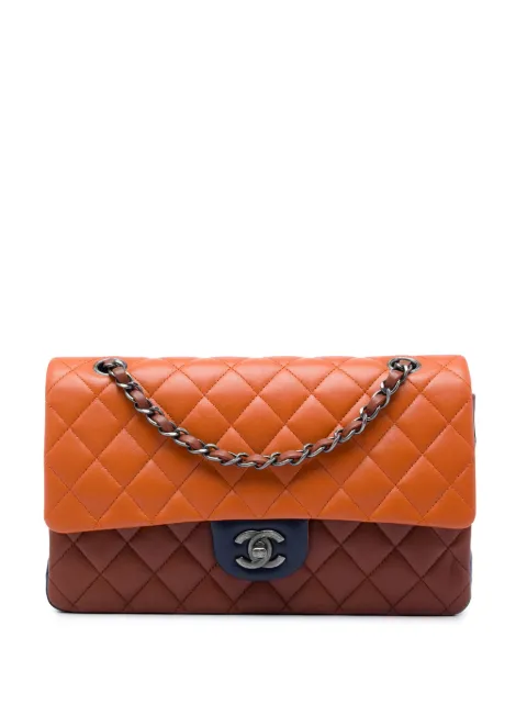 CHANEL Pre-Owned 2015-2016 Medium Classic Tricolor Lambskin Double Flap shoulder bag Orange I71FH54RU80EJKUQ