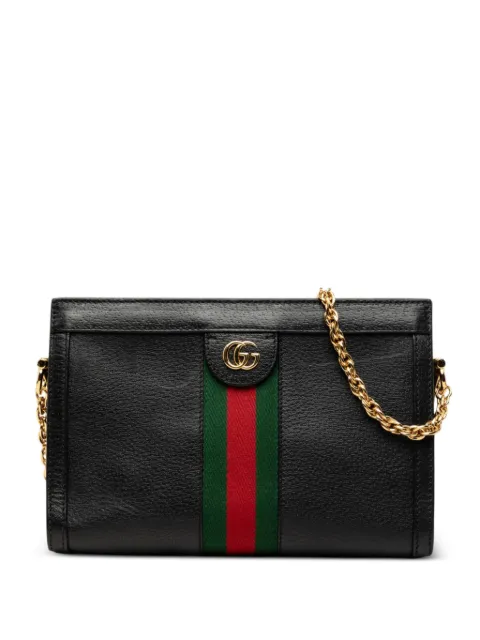 Gucci Pre-Owned 2016-2026 Small Calfskin Web Ophidia Chain crossbody bag Black 93ZTLTBLVQDYGKI5