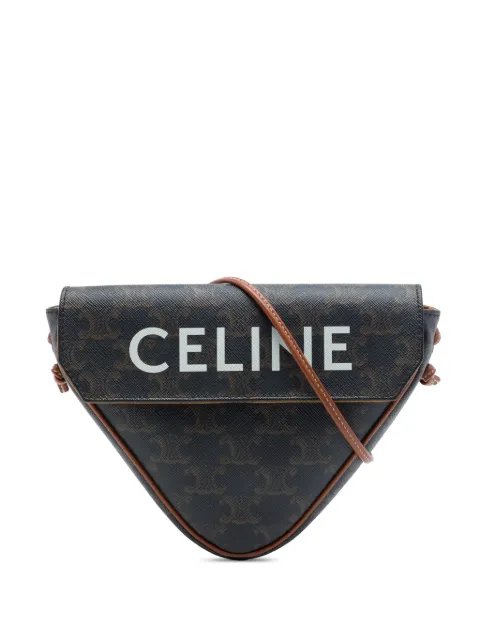 Celine Pre-Owned 2021 Triomphe Coated Canvas Logo Triangle crossbody bag Brown 56UNEZP1RAMZWVHW