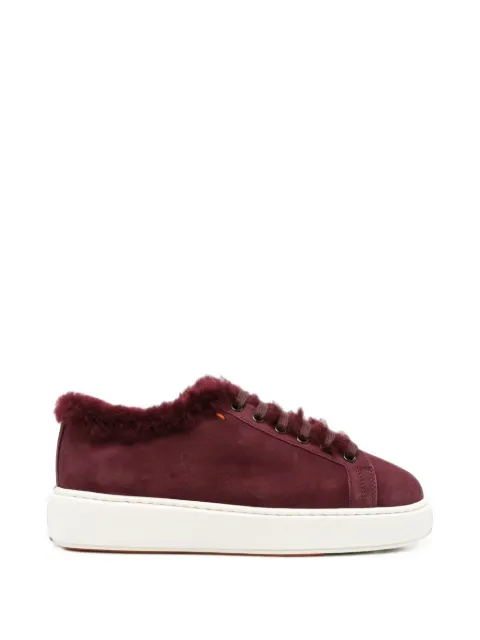 Santoni Clean Icon fur-trim sneakers Red WBCD61524BARPTOY