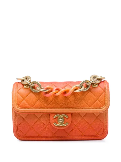 CHANEL Pre-Owned 2019 Small Quilted Caviar Sunset On The Sea Flap satchel Orange 05LQES4S3T8240SG