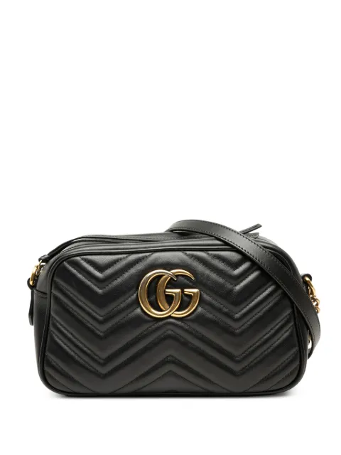 Gucci Pre-Owned 2016-2026 Small GG Marmont Matelasse Calfskin crossbody bag Black 25T8RNSAU549MU89