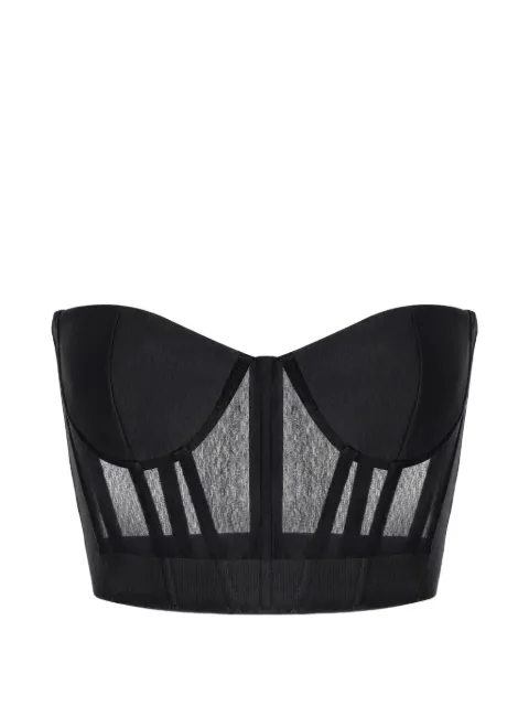 Elisabetta Franchi mesh-panelled corset-style top Black TO07567E2