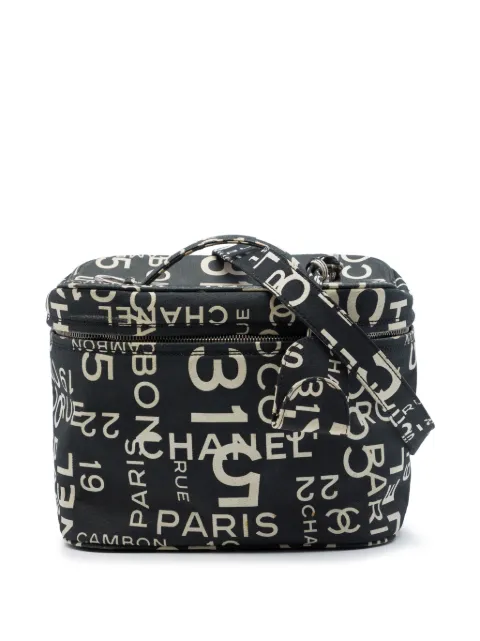 CHANEL Pre-Owned 2002-2003 By the Sea Line Coco Print Canvas Vanity Bag satchel Black 6CTTZT0Y8AIJ0YXA