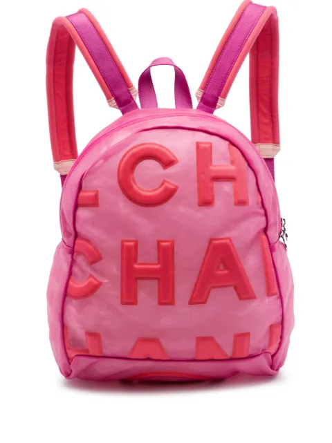 CHANEL Pre-Owned 2019 Mesh Logo Doudoune backpack Pink 00IS0P33U3C22NFS