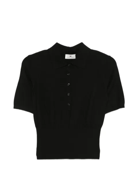 Elisabetta Franchi ribbed-knit short-sleeve polo shirt Black MK23S67E2