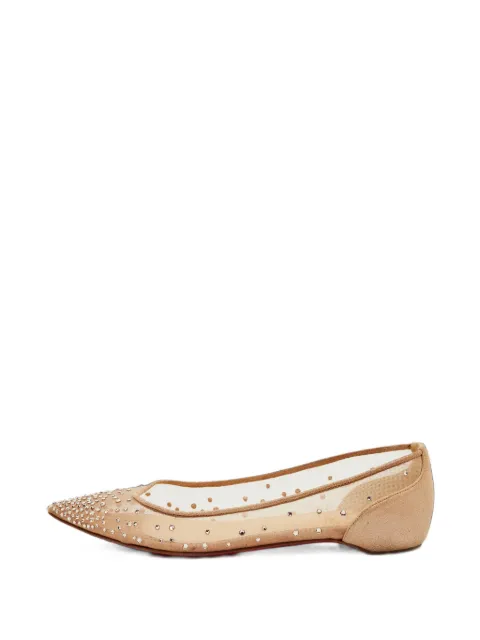 Christian Louboutin Pre-Owned Follies Strass mesh ballet flats Neutrals 1404002