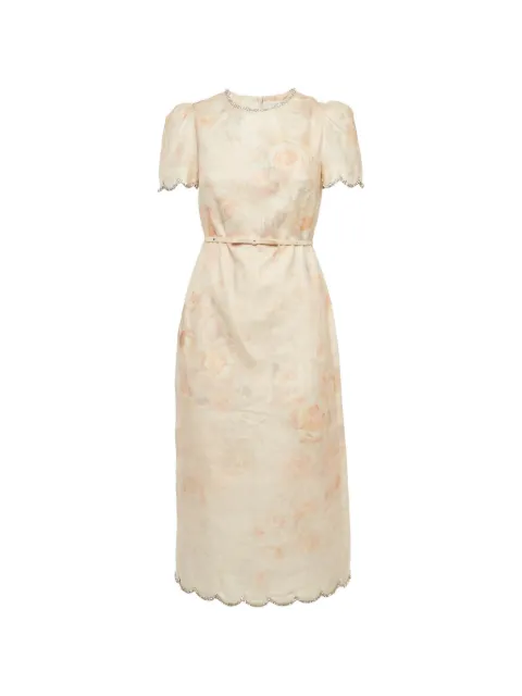 ZIMMERMANN rose-print crystal-embellished midi dress Pink 1395637