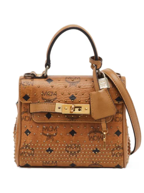 MCM Pre-Owned Visetos studded top-shoulder bag Brown 1402566