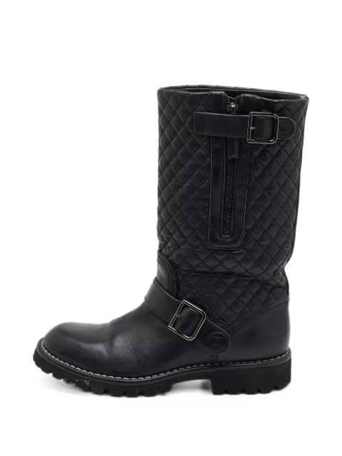 CHANEL Pre-Owned quilted CC mid-calf boots Black 1404094