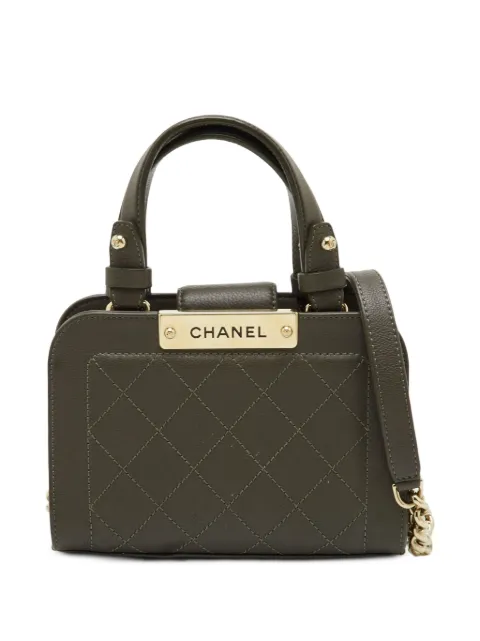 CHANEL Pre-Owned mini Label Click quilted shoulder bag Green 1400076