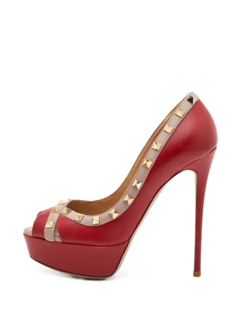 Valentino Garavani Pre-Owned Rockstud peep-toe pumps Red 1402825