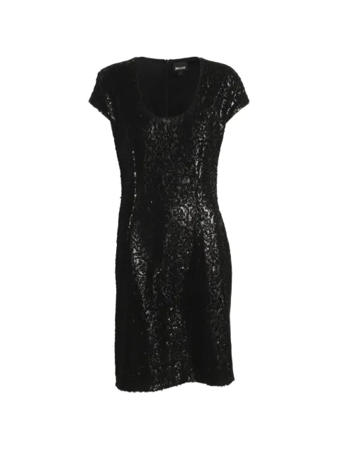 Just Cavalli Vintage sequin-embellished stretch-knit midi dress Black 1306028