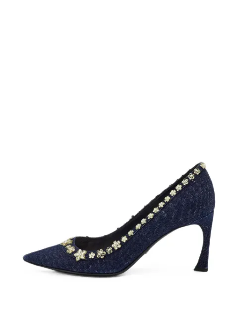 Christian Dior Pre-Owned embellished-garland pointed-toe pumps Blue 1407116