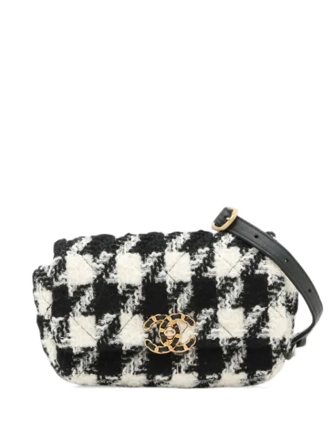 CHANEL Pre-Owned 2019 Houndstooth Tweed 19 belt bag Neutrals MQYM6NLPGQYU98K7
