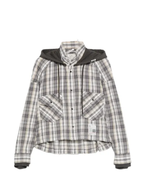 Maison MIHARA YASUHIRO check-pattern hooded shirt Grey K17SH441