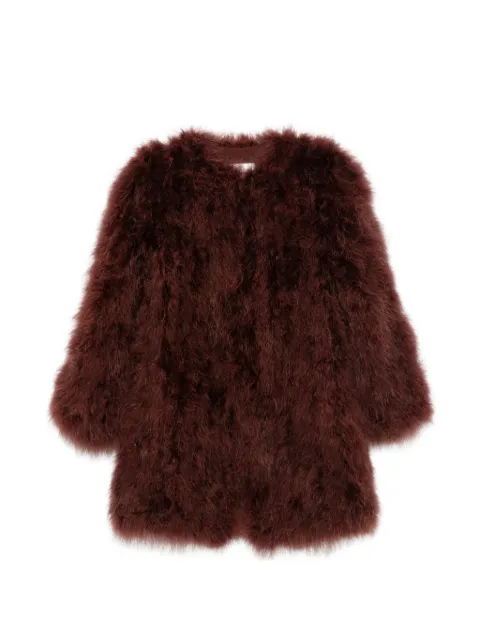 Yves Salomon feather-embellished jacket Red 24EYM31185PLUX