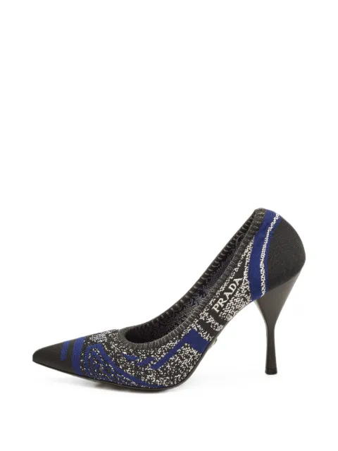 Prada Pre-Owned pointed-toe knit pumps Black 1406213