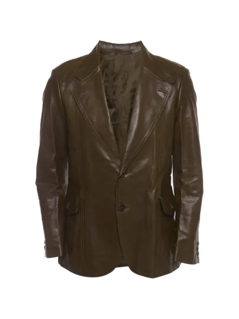 Gucci Pre-Owned button-up leather jacket Brown 1402997