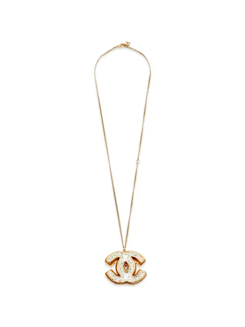 CHANEL Pre-Owned CC floral enamel necklace Gold 1403402