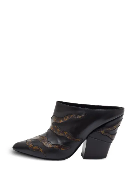 Louis Vuitton Pre-Owned Monogram canvas pointed-toe mules Black 1403314