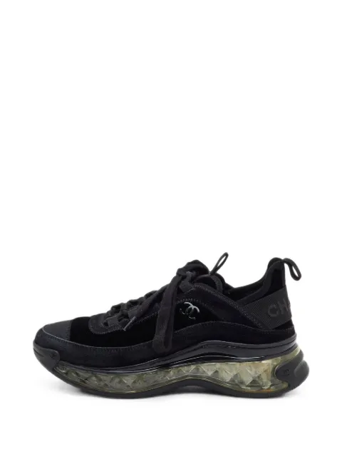 CHANEL Pre-Owned CC-logo velvet sneakers Black 1404159