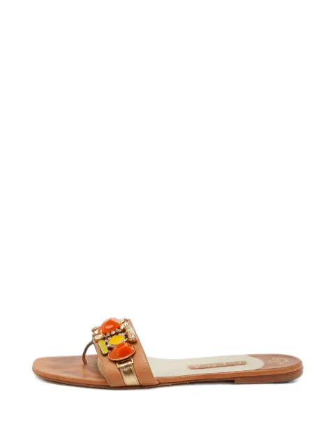 Gina crystal-embellished flat sandals Brown 1401271
