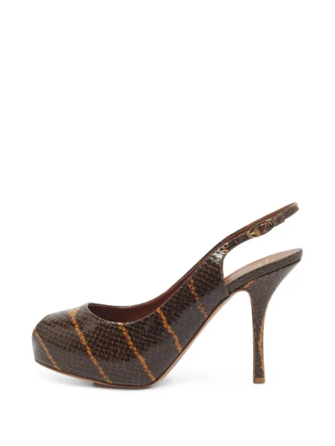 Giuseppe Zanotti Vintage python-embossed slingback pumps Brown 1405683