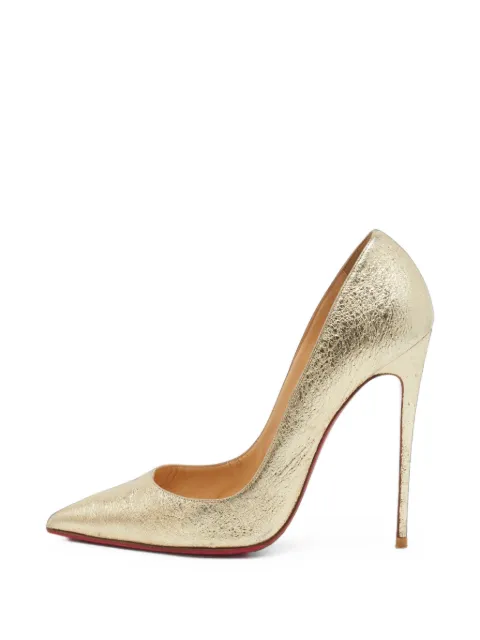 Christian Louboutin Pre-Owned So Kate foil-leather pumps Gold 1405642